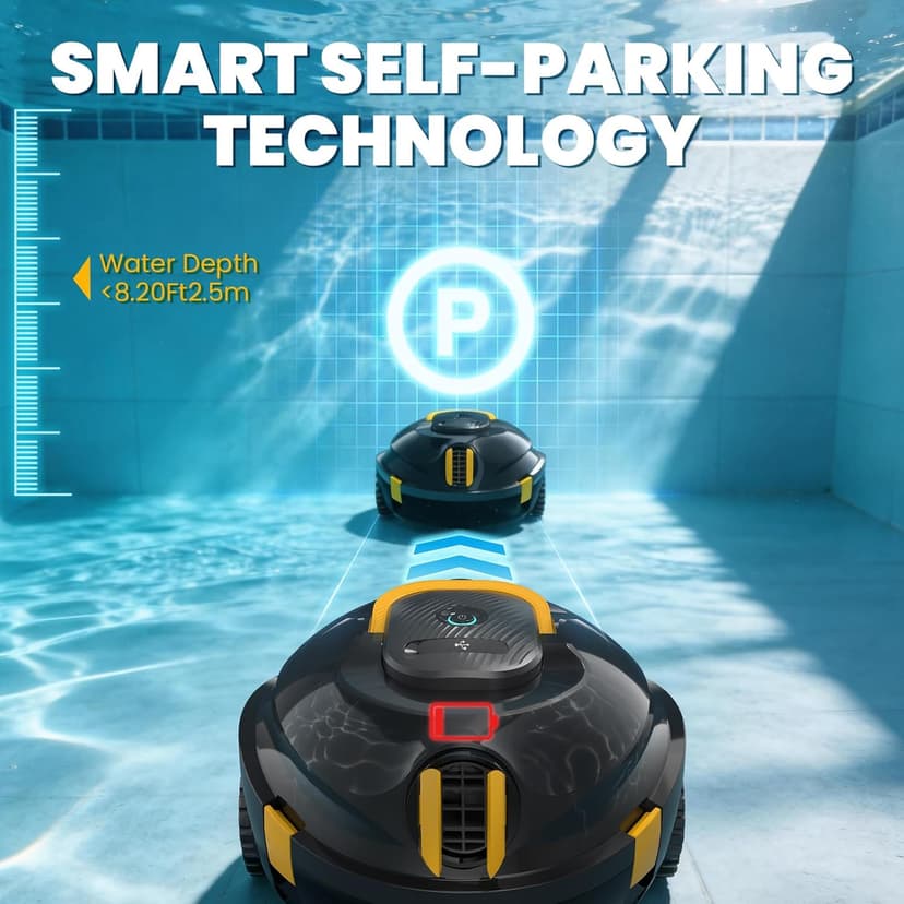 Y20 Robotic Pool Cleaner, Cordless Pool Vacuum for Above Ground & Inground Flat Pools with Dual Motors, 120 Min Runtime, Auto-Parking, Powerful Pool Vacuum Robot for Up to 1100 Sq.Ft