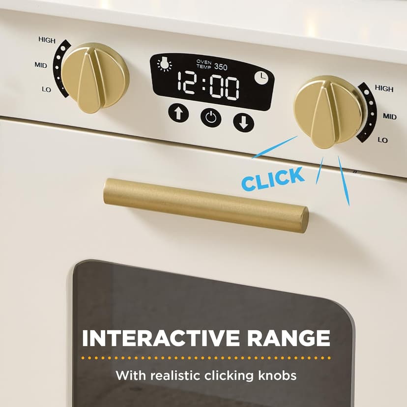 Best Choice Products Toddler Kitchen Playset, Wooden Cottage Kids Play Kitchen with 5 Accessories, Toy Storage, Scalloped Edge, and Pretend Play Microwave, Oven, Clicking Knobs - Cream