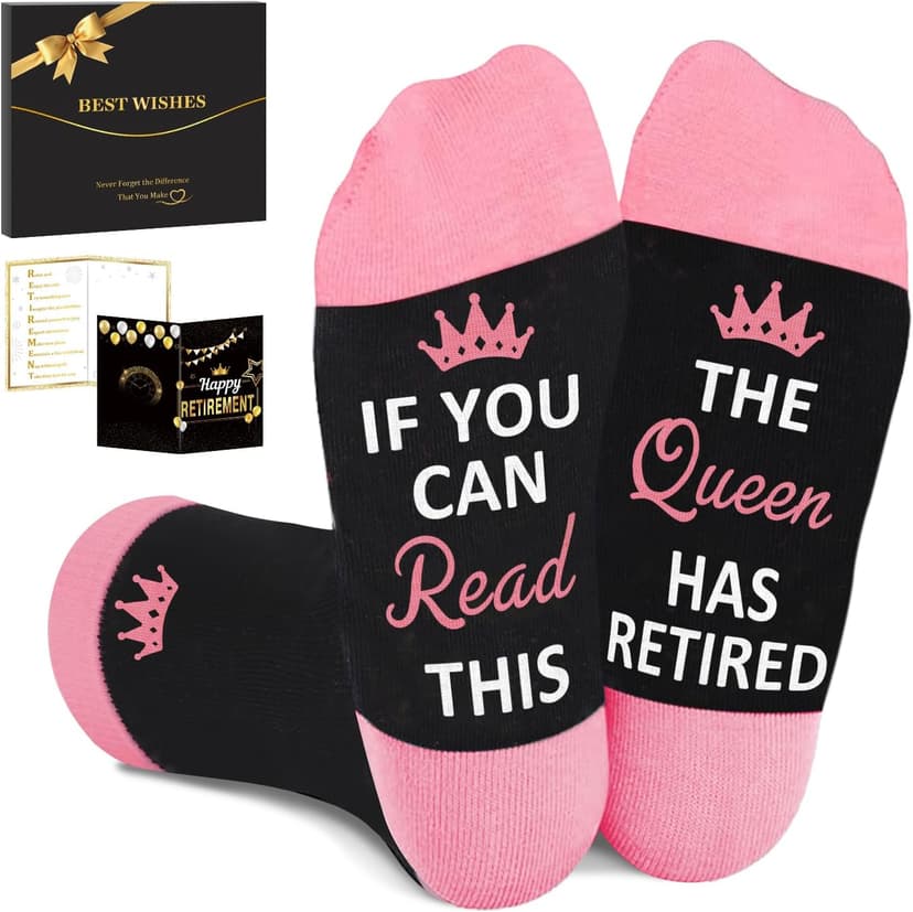 Juesly Retirement Gifts for Women, Funny Socks Retirement Gifts for Woman Box Ready for Present B0F128HDDQ