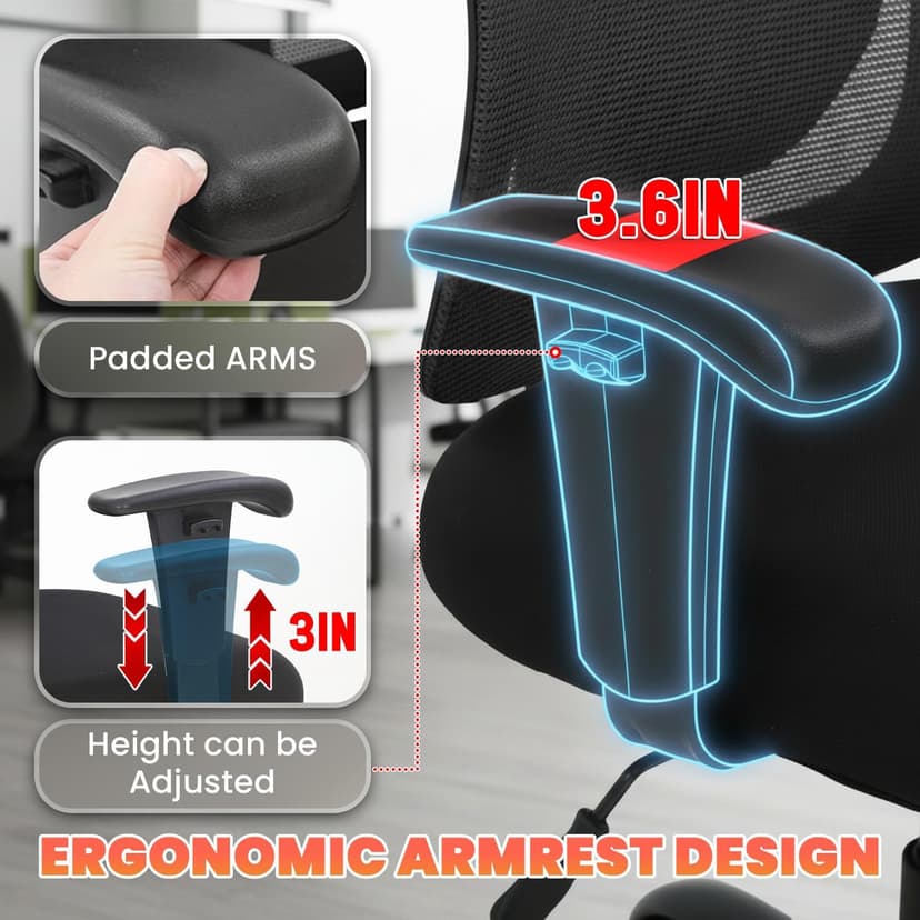 BestOffice Big and Tall Office Chair 500lbs Desk Chair Mesh Computer Chair with Lumbar Support Wide Seat High Back