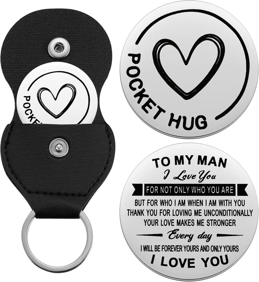 Aesnefe Pocket Hug Token Inspirational Reminder Gifts Mental Health Thinking of You Gift Self Love with PU Leather Keychain B0DHL3LBX9