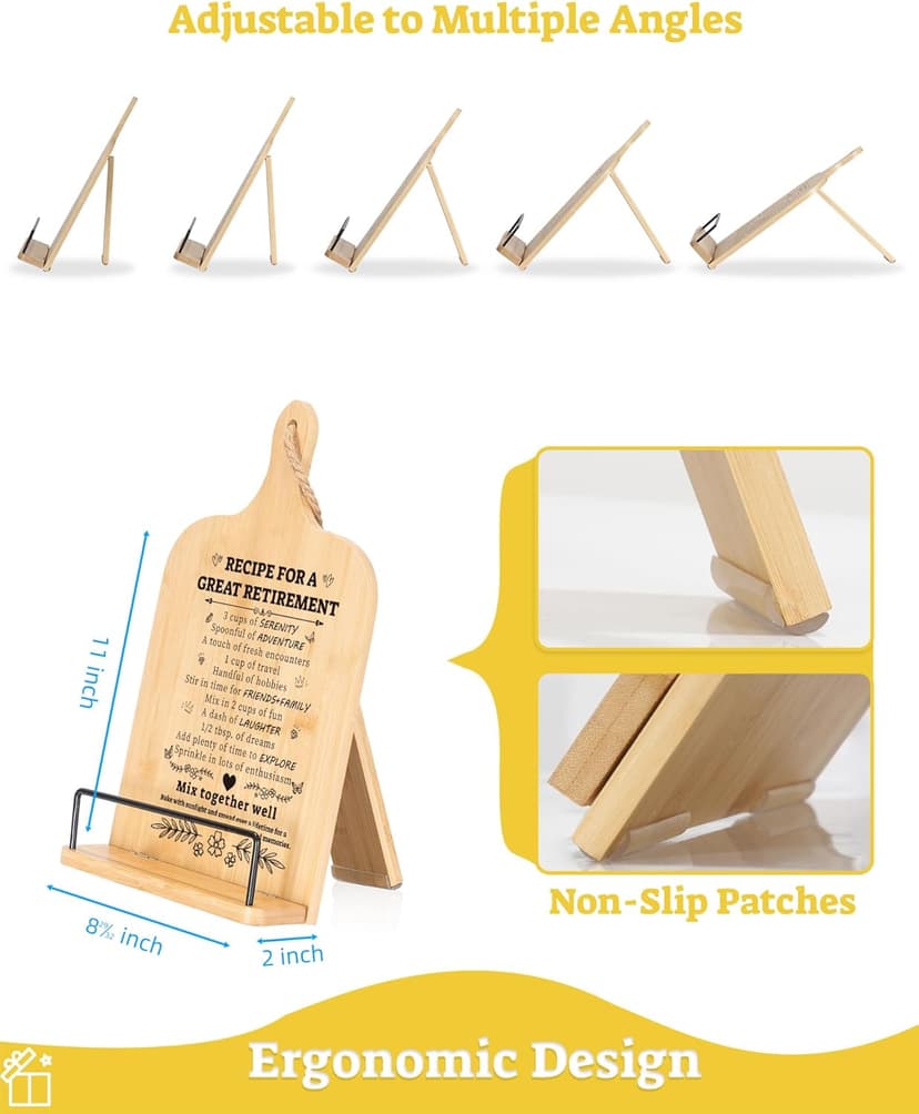 Retirement Gift for Woman, Cookbook Stand, Women Gift Ideas Cookbook Holder, Relaxation Gifts for Women, Recipe Book Stand, Cook Book Stand for Kitchen Counter, Thoughtful Gifts