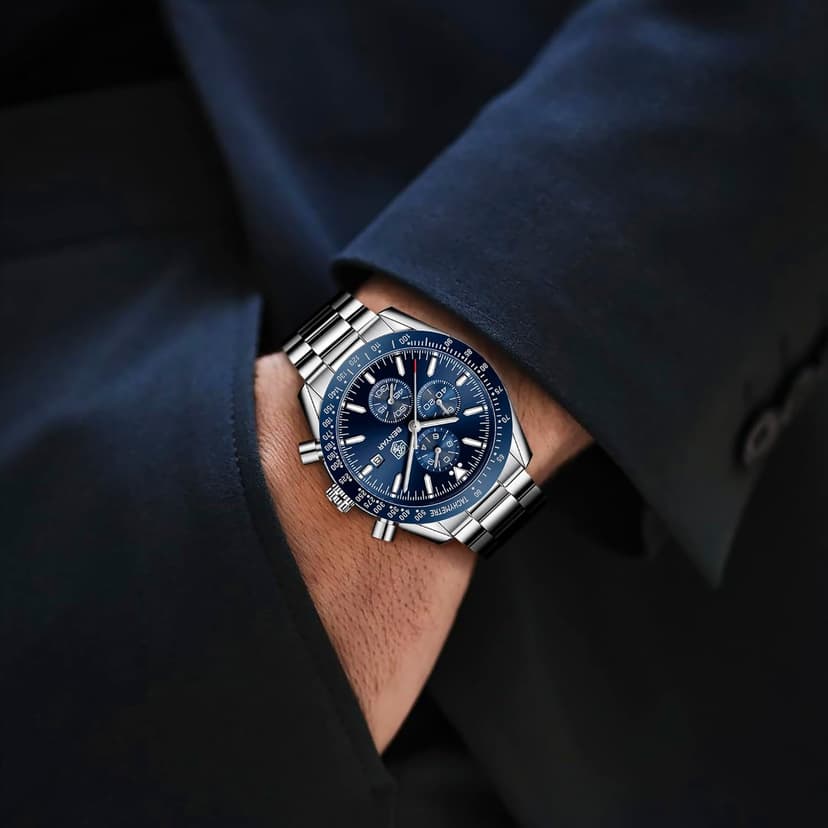 BENYAR BY BENYAR Watch for Men Analog Quartz Chronograph Waterproof Luminous Designer Mens Wrist Watches Business Work Sport Casual Dress Watch with Silicone Strap Elegant Gifts for Men