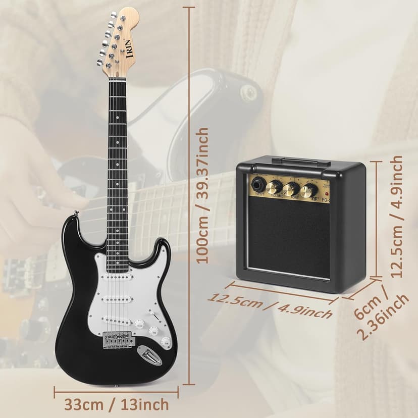 Jdfdexc Electric Guitar 39" inch Complete Beginner Starter kit Full Size with Amplifier,Complete Starter Set for Newcomers Electric Guitar Kit with Bag,Capo, Strap, String,Cable, Picks