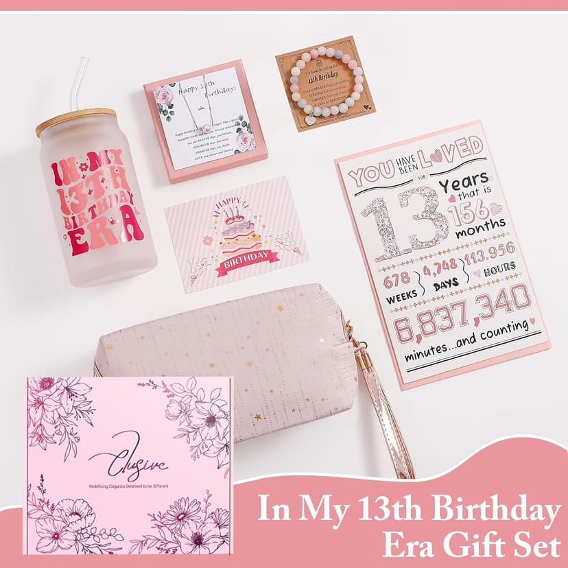 13th Birthday Gifts for Girls,13 Birthday Girl Gift,13 Years Old Girl Gift Ideas,8 Pcs Unique 13th Gifts for Daughter, Niece, Granddaughter, Official Teenager