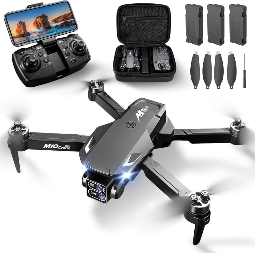 4K Drones with Camera for Adults,Foldable Drone for Beginners with 3 Batteries 36-Min Flight Time,HD FPV Transmission Drone,Mini RC Quadcopter with Gesture Selfie,One Key Start,Altitude Hold,3D Flips,3 Speed Modes Easier to use,Black