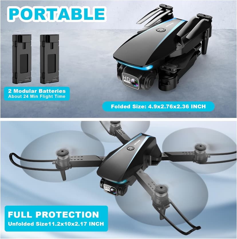 Oddire Drone with Camera - Drones for Adults, with 2 Batteries, Carrying Case, Propellers, 1080P HD Foldable Drone with Stable Hover, Trajectory Flight, Gravity Control, One Key Take Off/Land, 3D Flip