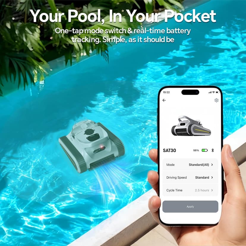 Pool Vacuum for Inground Pools & Above Ground Pool, Cordless Robotic Pool Cleaner with 180W Brushless Motor, 3-Hour Runtime, Wall-Climbing Pool Robot Scrubber for Pools up to 2150 Sq.Ft.