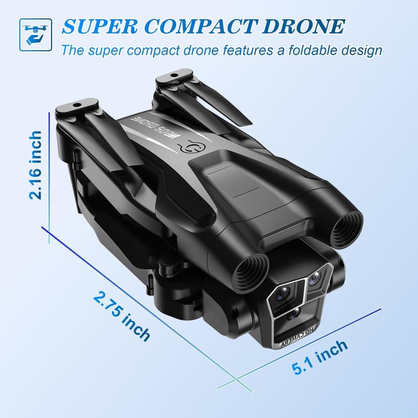 Drone with Camera 1080P HD, Mini Drone for Beginners Kids Adults, RC Quadcopter with 2 Batteries, Carrying Case, Stable Hover, Trajectory Flight, Gravity Control, One Key Take Off/Land, Black