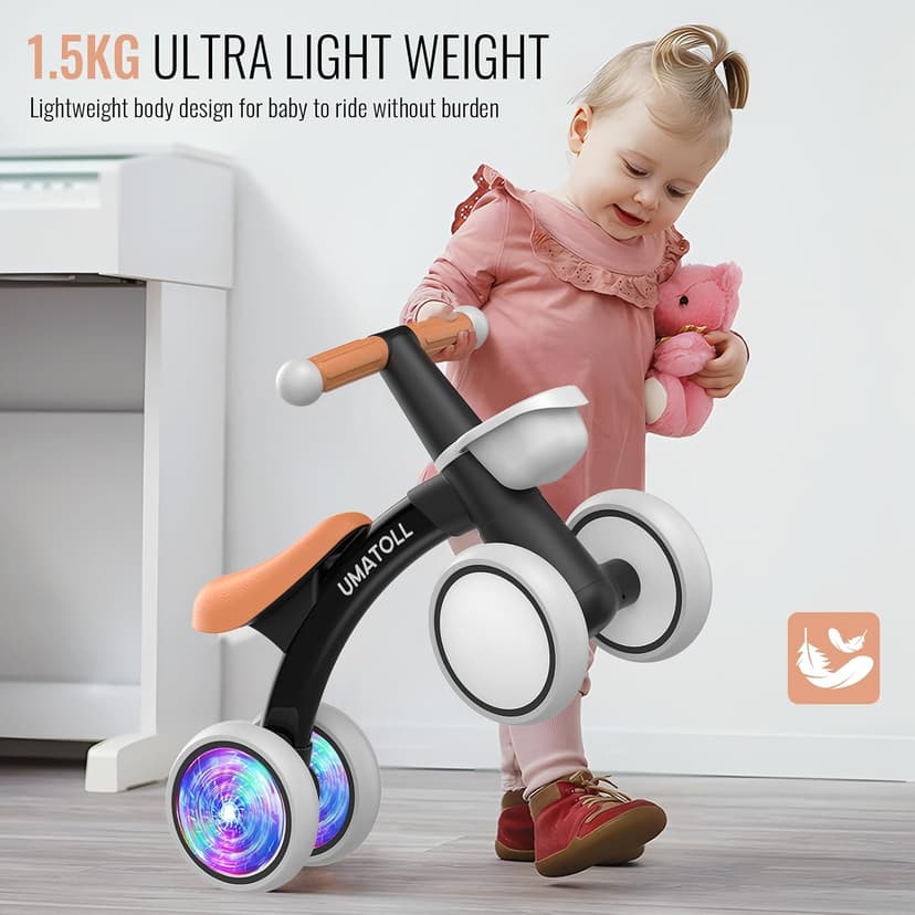 12-24 Months Toddler First Ride on Toys, Colorful Lighting Rear Wheels, Adjustable Seat Baby Walker, Basket Umatoll Baby Balance Bike Toy for 1 Year Old Boy Girl, First Birthday Gift B0CR6VKXJ7