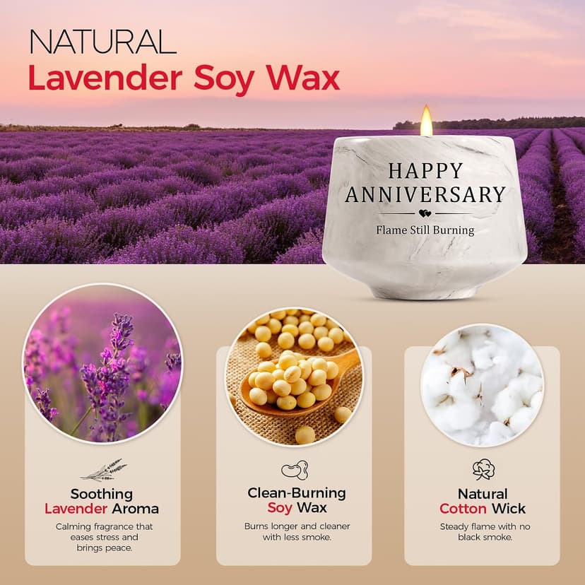 Happy Anniversary Candle – Aniversario Gifts for Couple,Women,Men 6oz Lavender Scented Candle,Anniversary Romantic Gifts for Him & Her B0G4GGC4Y6