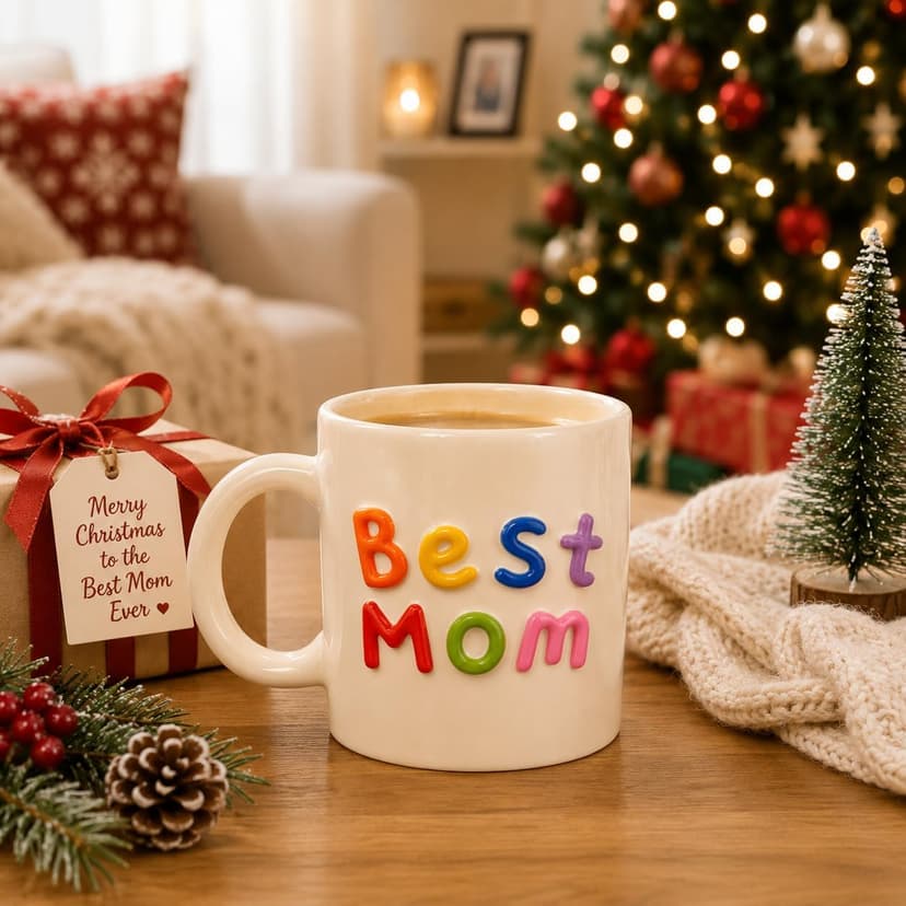 Colorful 3D Lettering Comfortable Handle Birthday Gifts for Mom Birthday Gifts Happy Birthday Mom Gifts For Mom,Mom Gifts,Mom Birthday Gifts,Mothers Day Gifts-Best Mom Mug B0H9YK5B49