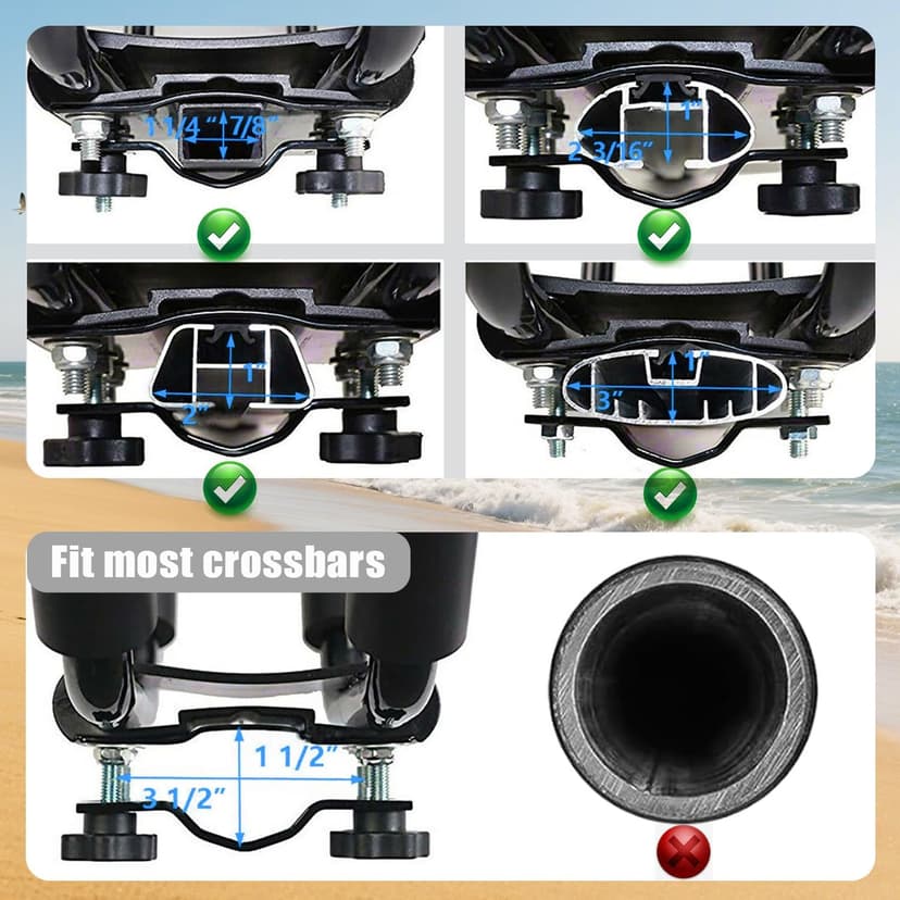 Kayak Roof Rack for 2 Kayaks Carrier, Kayak J Bar Hooks Roof Mount Racks for Universal Cars, SUV, Truck, Set of 4 Racks
