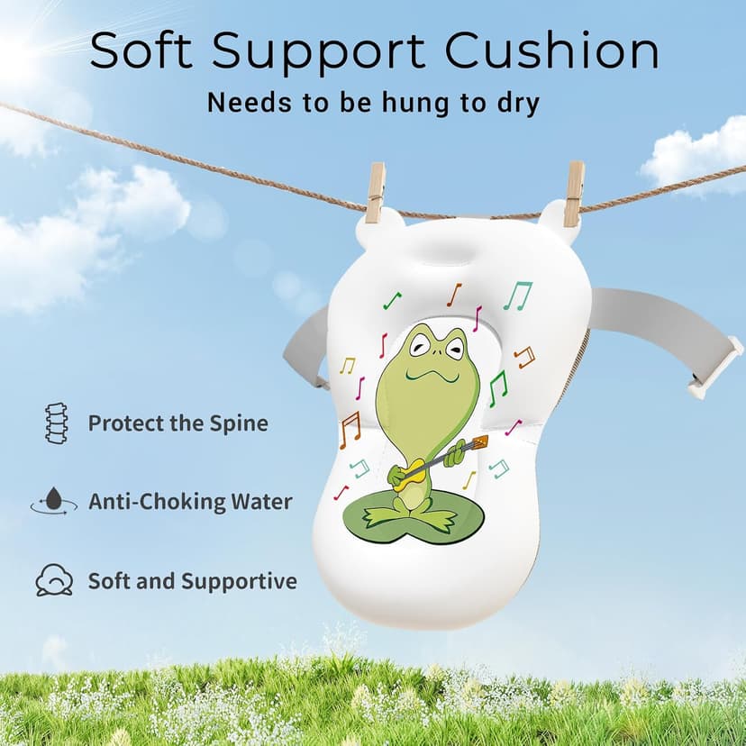 BUNWAG Baby Bathtub, Collapsible Newborn Bathtub for Infant to Toddler with Soft Cushion and Thermometer,Portable Travel Newborn Tub with No-Slip Feet, Baby Shower Gifts, 0-12 Months Baby Bath, Grey B0CTJXJL4T