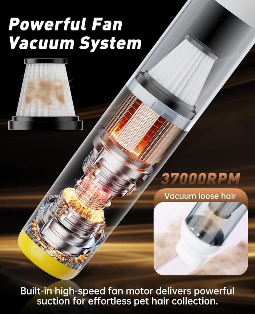 Cordless Dog Vacuum Groomer Kit,Cordless Rechargeable Vacuum Dog Brush for Hair,Handheld mini Pet Vacuum Brush,4200Pa Pet Grooming Cleaner With Comb Hair,Suitable for All Types of Cats and Dogs