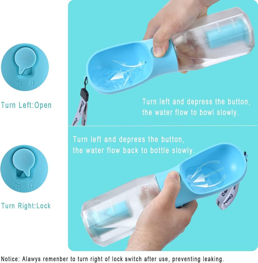 Feeding & Hydration & Waste All in One | Travel Puppy Water Bowl | Portable Pet Dispenser | Dog Gifts | for Walking Beach Cibaabo Dog Water Bottle with Food Container & Poop Bag Holder & Filter B0BZR44DQF