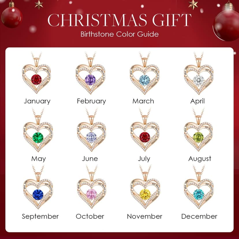 CDE Forever Love Heart Necklaces for Women, Wedding Anniversary, Birthday Mothers Day Gifts for Mom, Mother, Wife, Girlfriend, S925 Silver Jewelry with Birthstone Pendant