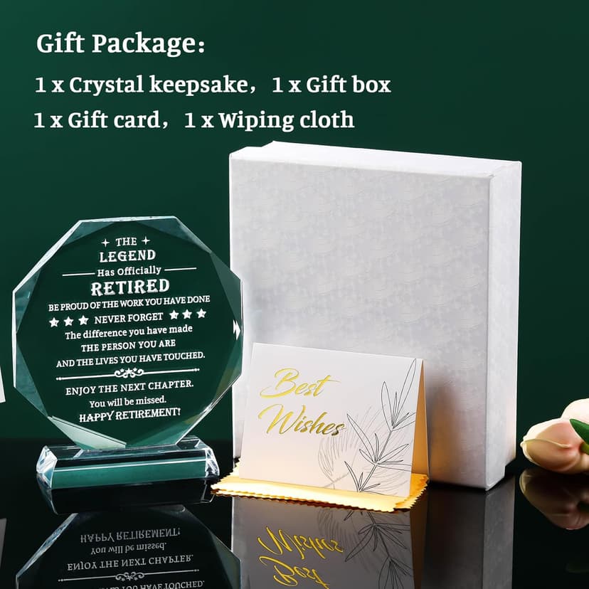 Movdyka Retirement Gifts for Men Women 2025 Happy Retire Present Decorations Crystal Plaque Keepsakes Best Retirement Gift Ideas for Boss Coworker Retired Teacher Doctor Friends Mom