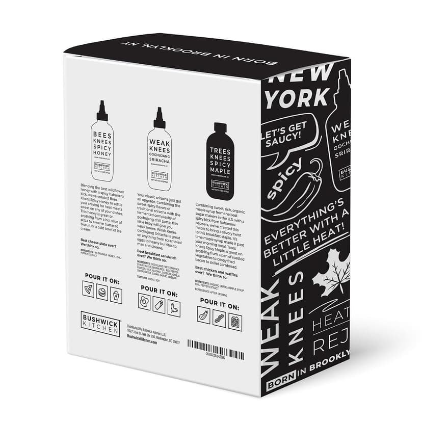 Gochujang Srirahca Hot Sauce, Hot Honey, Spicy Maple Syrup - Made in the USA - Gourmet Cooking Gift - Foodies & Grill Lovers Weak Knees Spicy Sampler Gift Set with Spicy Honey, Sriracha & Maple Syrup B0845WWTR5