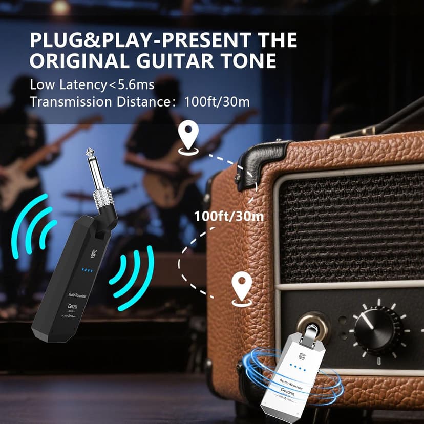 5.8Hz Guitar Wireless System Anti-Interference Instrument 4Channels Wireless Transmitter Receiver Digital Audio Cordless System Bass For Electric Guitars Bass