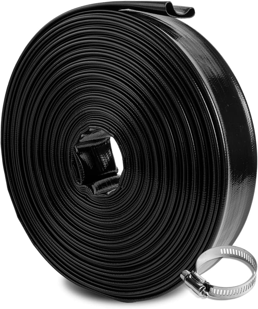 XtremepowerUS Backwash Hose Extra Heavy-Duty Pool Drain Hose 1.5" x 100 ft – 47 MIL Thickness Drain Hose with Clamp for Filter Pump or Sump Discharge