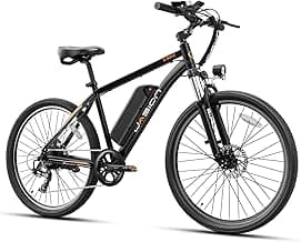 Jasion EB5 Electric Bike for Adults with Peak 1000W Brushless Motor, 40Miles 20MPH Commuting Electric Mountain Bike with 360Wh Removable Battery, 7-Speed, 26" Tires and Front Fork Suspension