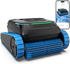 Cordless Robotic Pool Cleaner, 5,000 GPH with 150μm Filter, Floor/Wall/Waterline Cleaning, Smart Zigzag Navigation, 5,200mAh Battery, App-Controlled Presets for Inground & Above Ground Pools