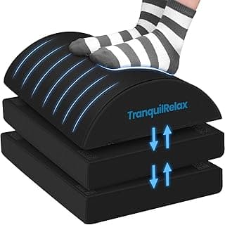 TranquilRelax Foot Rest for Under Desk at Work, Gaming Accessories Foot Stool with 3 Adjustable Heights & Washable Cover, Comfortable Office Desk Accessories, Footrest for Office, Home and Car (Black)