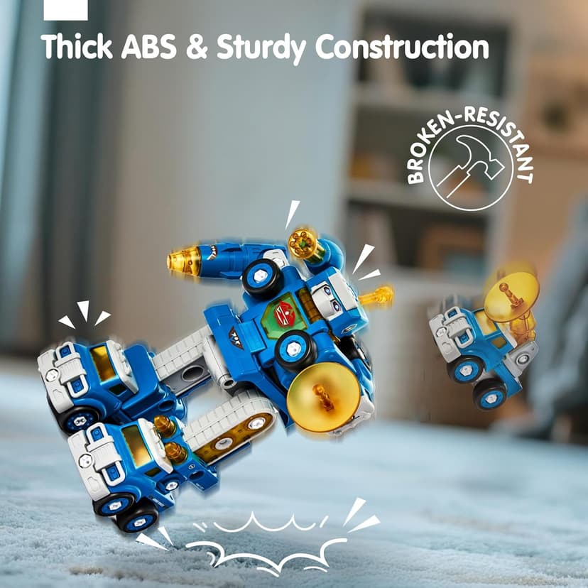 hahaland Toys for 5 Year Old Boy Birthday Gift - STEM Boys Toys for 6 Year Old Boy Age 6-8 Years, 5 in 1 Building Take Apart Trucks Transform to Robot, Kids Ages 5-7 Christmas Stocking Stuffers Gifts