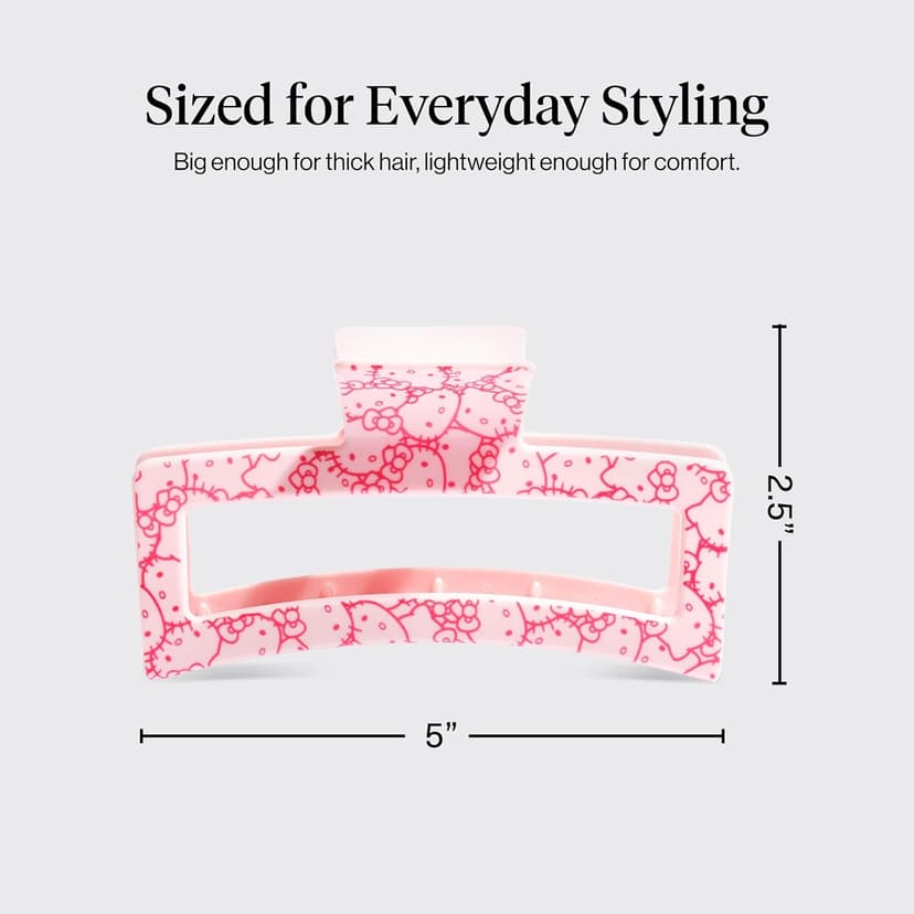 Kitsch Hello Kitty Recycled Plastic Jumbo Claw Clip, Extra Large claw Clips for Thick Hair, Big Hair Clips for Thin Hair | Ideal Gifts for Women (1 Piece, Pink Kitty Faces)