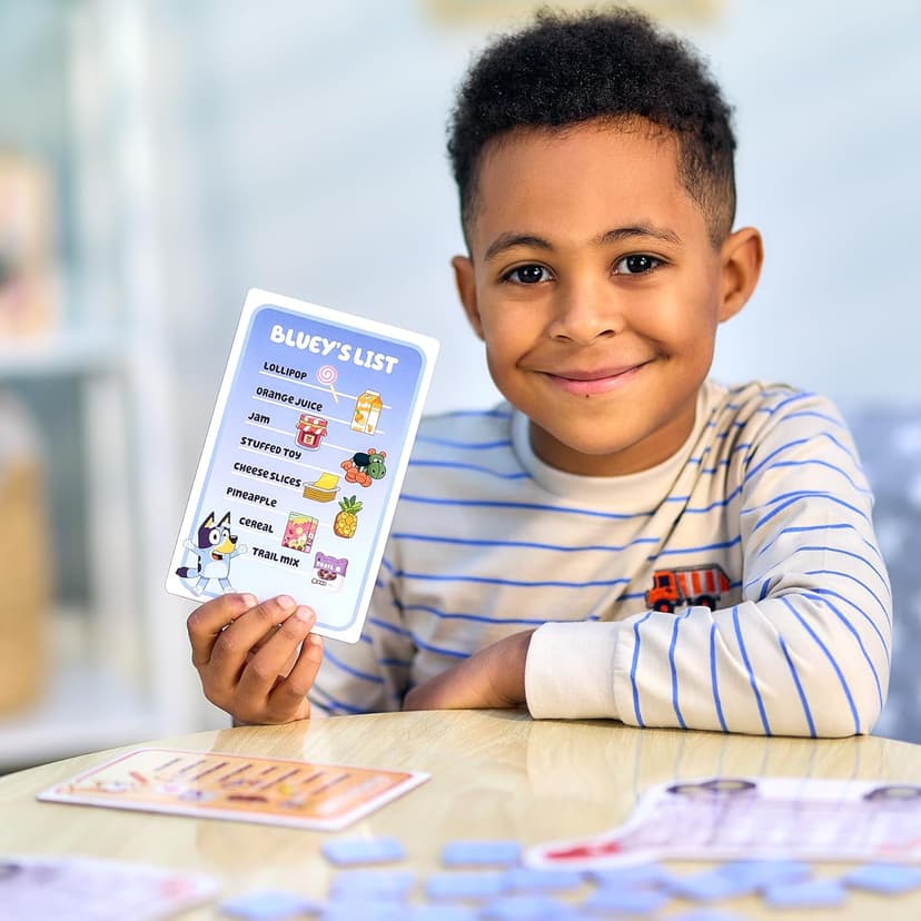 Bluey Shopping List Game, Join Bluey, Bingo, Bandit & Chilli On A Fun Supermarket Adventure, Race to Fill Your Trolley in This Fun Memory and Matching Game, for Ages 3+, 2-4 Players