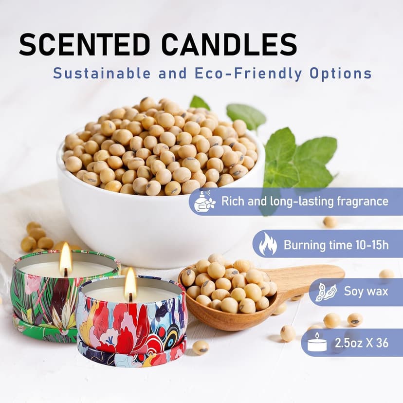 Set 36Pack Scented Candles Gifts Soy Wax Travel Tin Jar Candles for Home 2.5 OZ jar Candles for Mom, Birthday, Thanksgiving, Mother's Day,Aromatherapy,Valentine's Day Gifts B0FLVT8QX1