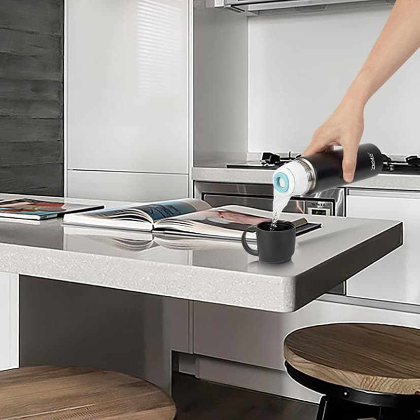 Vacuum Flask for Hot Drinks With Handle Coffee Cup Travel Mug Double Walled Sports Bottle Insulated Stainless Steel Tumblers Water Bottles Metal