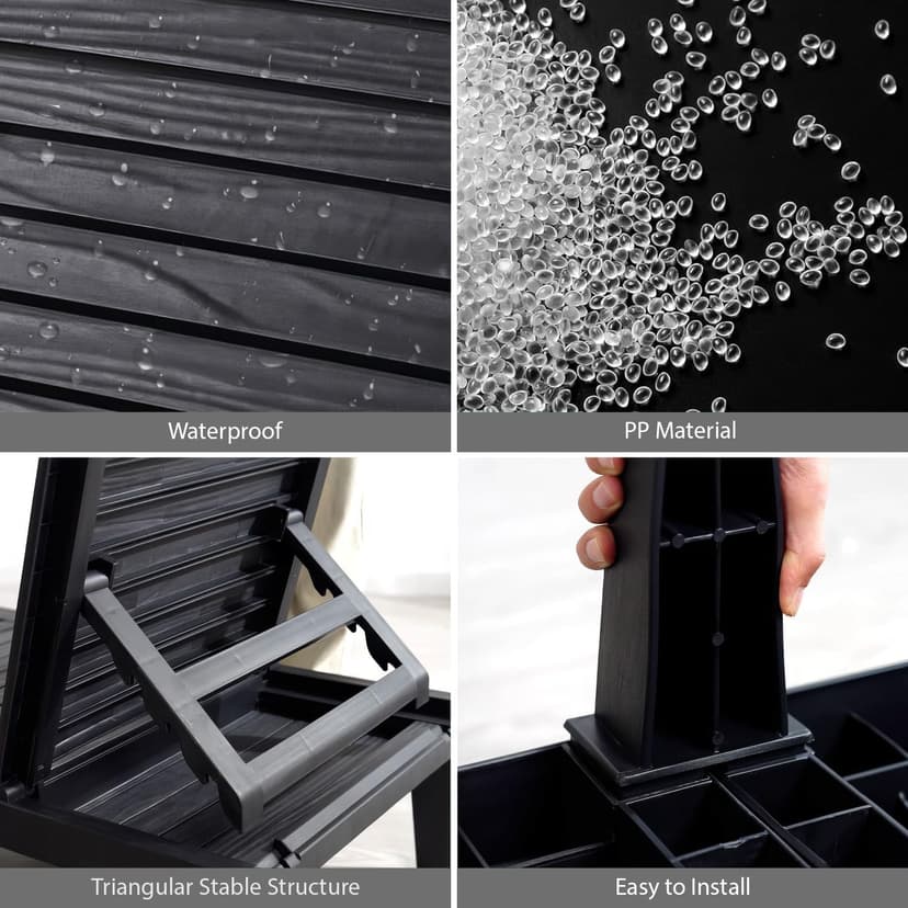 Nestl Patio Chairs - Black Chaise Lounge Chair Outdoor, 5-Position Adjustable Sun Tanning Chair, Waterproof Pool Lounge Chairs Set of 2, Reclining Lawn Chair, Lightweight Outdoor Lounge Chairs