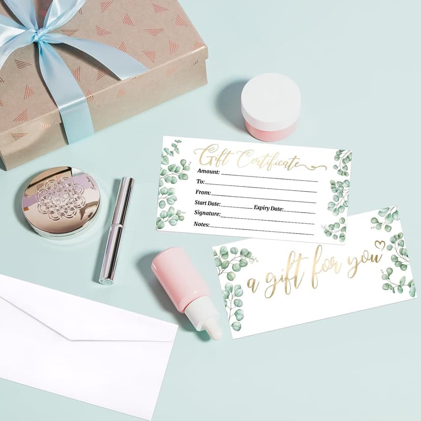 Ceiba Tree Blank Gift Certificates for Business 30 Pack Gold Foil Certificate Cards with Envelopes for Salon Restaurants Spa Birthday