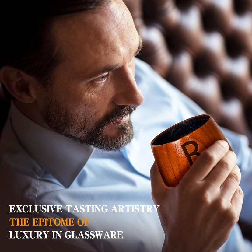 Personalized Wooden Whiskey Glasses, Custom Engraved Charred Bourbon Gifts for Men Who Have Everything, Drinking Glass, Personalized Birthday Christmas Gifts for Men Dad Husband Brother Boss