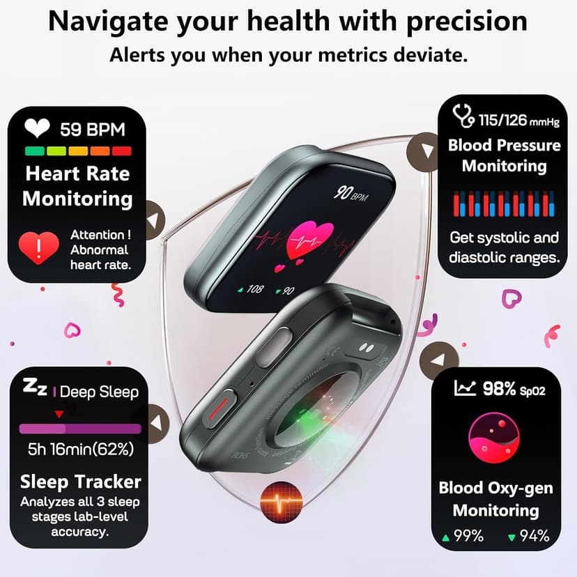 MorePro Health Fitness Tracker with 24/7 Heart Rate/Blood Pressure Monitor, Blood Oxy-gen/Sleep Tracking, 120+ Sports Activity Tracker, Smart Watch (Make/Answer Call) with Step Counter for Women Men