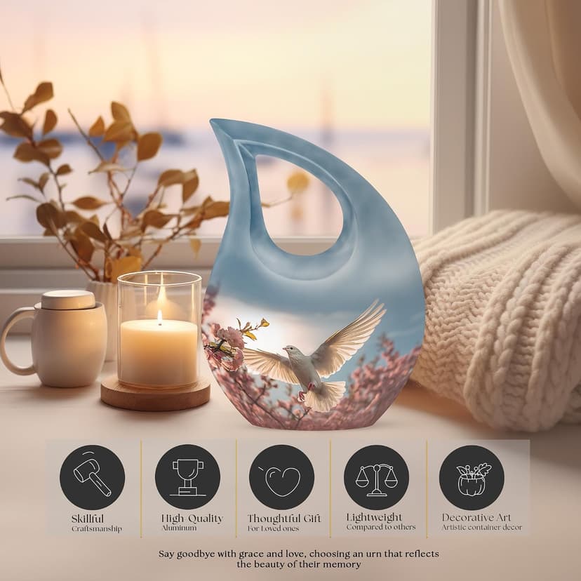 Dove Funeral Tiny Urn for Ashes, Memorial Gifts for Male & Female, Burial for Human Ashes, Tear Drop Cremation Urn for Brother & Sister, 3 Inch Keepsake B0FBWXDBQD