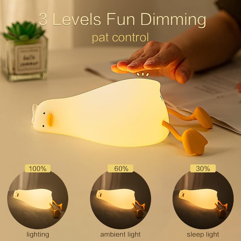 Lying Flat, Cute Squishy Ducky Lay Touch Kids Lamp, College Funny Dirty Santa Gag, Yankee Swap, Birthday Gifts, Safe Silicone YR YRHH-PET Existential Crisis Duck Lamp Night Light, White Elephant Gifts B0DRL96PCC