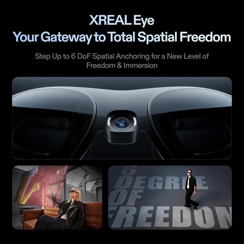 XREAL One Pro AR Glasses with X1 Chip, Native 3 DoF, X-Prism Optics, 3D Mode, 57°FOV 171" 120Hz FHD Display, XR Glasses for iPhone 17/16, Steam Deck, ROG, Mac, PC, Android & iOS M (IPD 57-66mm)