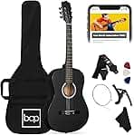 Best Choice Products 38in Beginner All Wood Acoustic Guitar Starter Kit w/Gig Bag, 6 Picks, Nylon Strings, Strap w/Pick Holder - Matte Black
