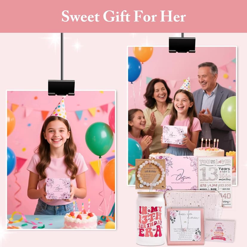 13th Birthday Gifts for Girls,13 Birthday Girl Gift,13 Years Old Girl Gift Ideas,8 Pcs Unique 13th Gifts for Daughter, Niece, Granddaughter, Official Teenager