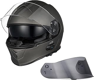 VCAN Bluetooth Integrated Full Face Motorcycle Helmet with Dual Visor