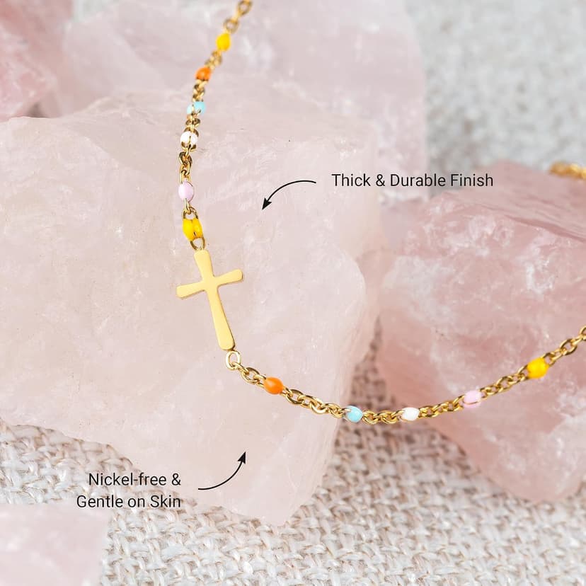 STORYJEWELLERY Friend Gifts for Women, Friend Bracelet, Cross Bracelets for Bestie, Friend Birthday Gifts for Women, Friendship Jewelry, Christian Jewelry B0CHHWRJX8