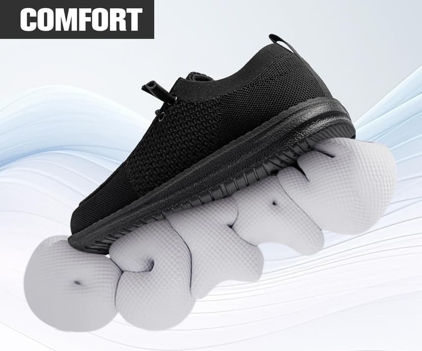 LARNMERN Slip On Steel Toe Shoes Men Lightweight Comfortable Lounging Walking Sneakers Steel Toe Loafers