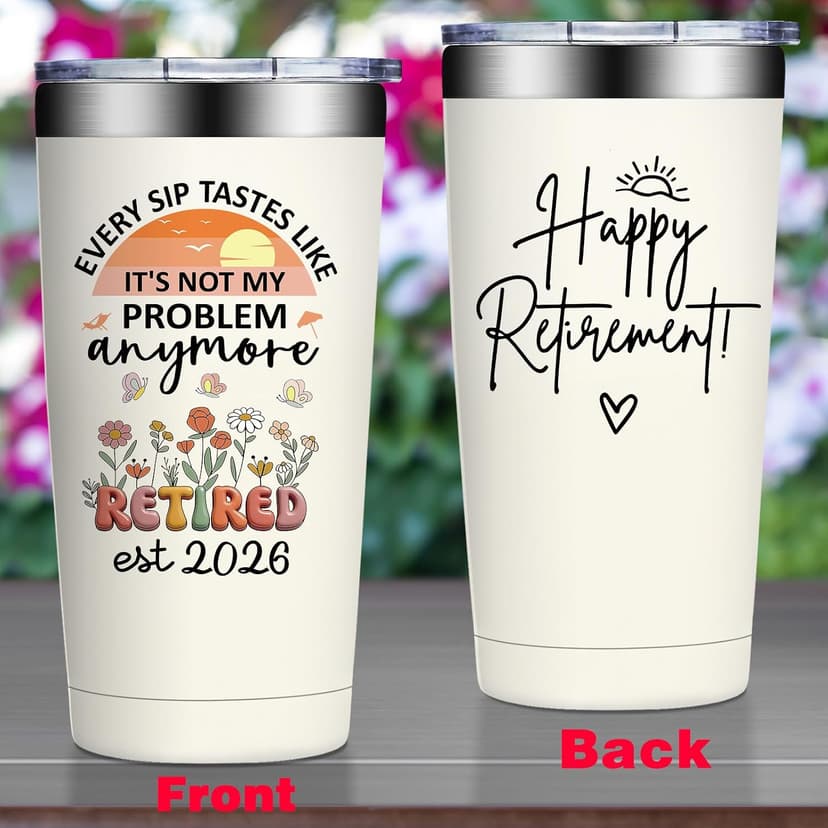 Happy Retirement Gifts for Coworker, Teachers, Nurse, Friends, Family - Every Sip Tastes Like It's Not My Problem Anymore Grifarny Retirement Gift for Woman 2026 - Retirement Tumbler Cup 20 oz B0GVDQD9N9