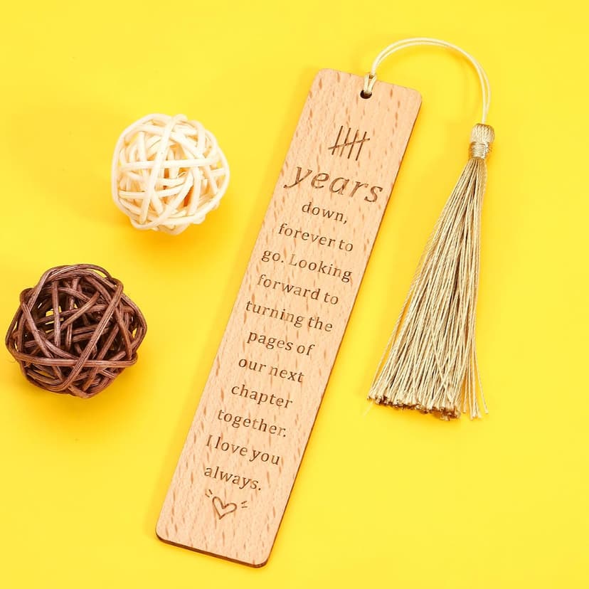 5 Year Anniversary Wood Gift for Him Her, Wooden Bookmark 5th Anniversary Wooden Gifts for Wife Husband, 5 Year Marriage Gifts Anniversary for Couple, Fifth Anniversary Valentines Gifts for Women Men