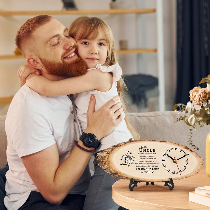 BeauGift Uncle Gifts, Christmas Wooden Clock Gifts for Uncle from Niece Nephew, Best Uncle Ever Gifts Idea for Birthday Christmas Fathers Day