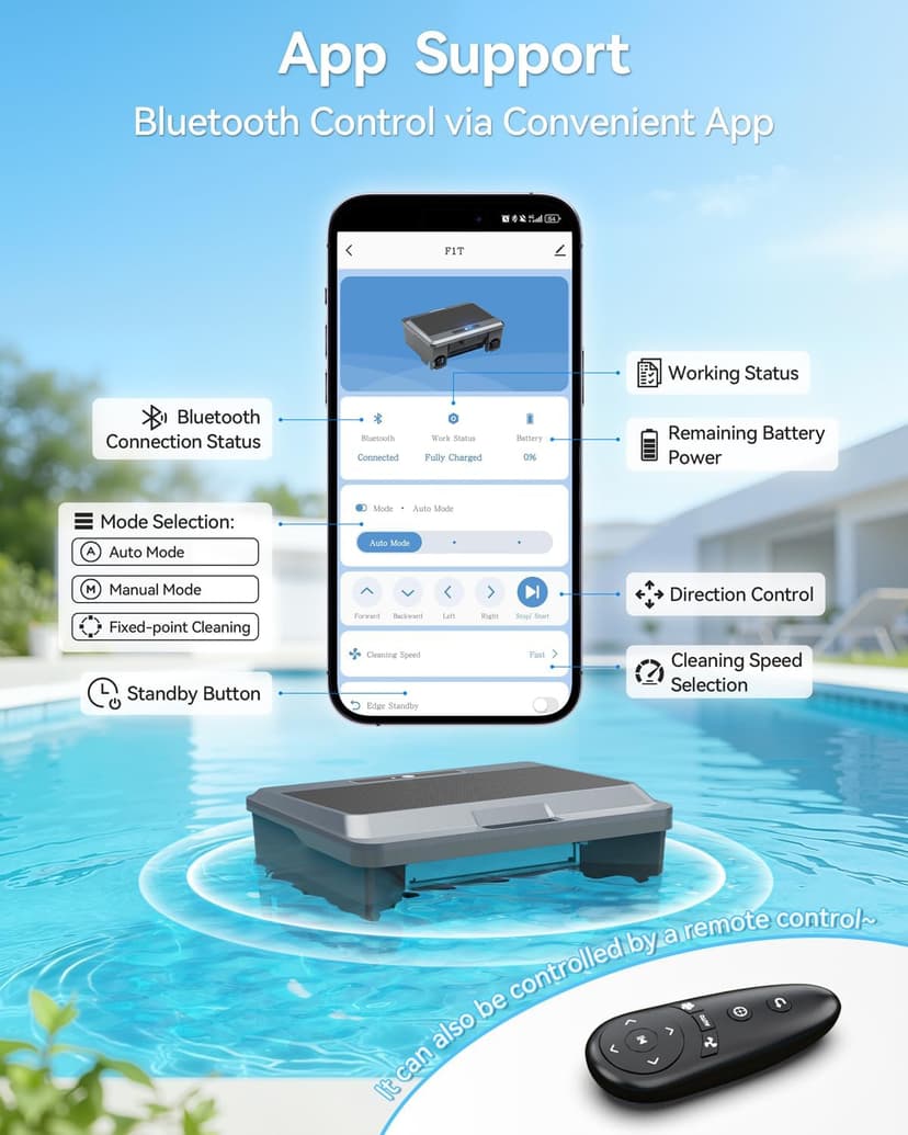 2026 Upgraded F1T Solar Powered Robotic Pool Skimmer Surface Cleaner with APP Support Dual Charging Options Smart Obstacle Avoidance 24/7 Continuous Cleaning Ideal for Above Ground Pool Gray