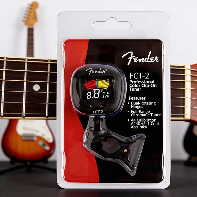 Fender FCT-2 Professional Multi-Instrument Clip-On Tuner for Guitar, Bass, Ukulele, and Violin